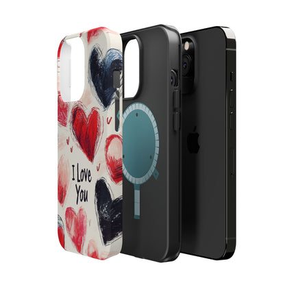 Brushstroke Hearts of Love "I Love You" - MagSafe Compatible Case