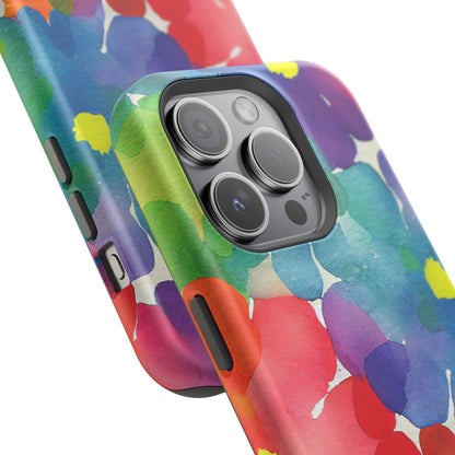 Rainbow Bloom Watercolor MagSafe iPhone Case – Slim Design, Glossy Finish