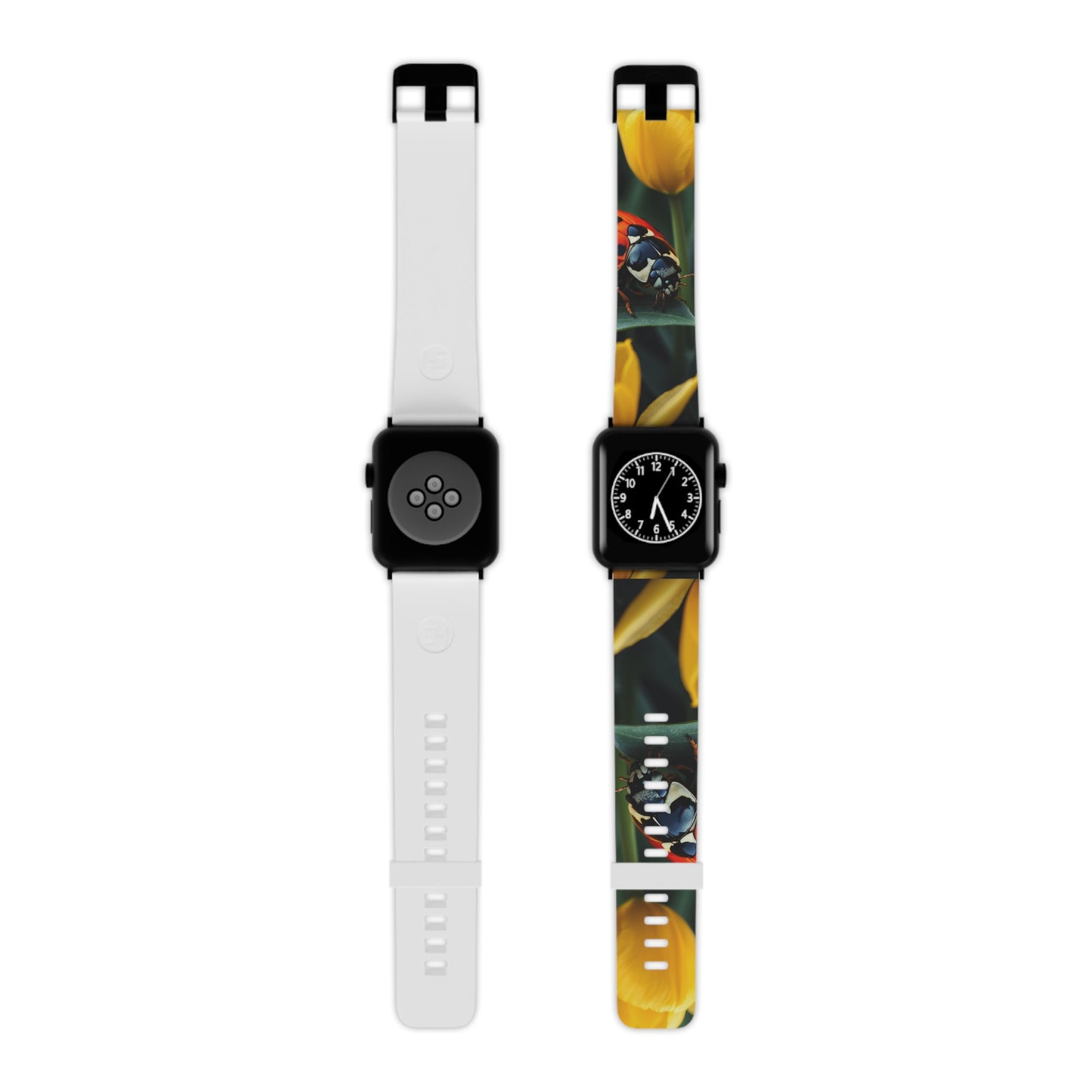 Vibrant Ladybug Amidst a Lush Yellow Flower Garden  Apple Watch Band