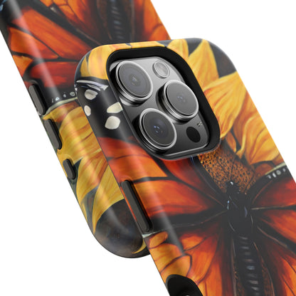 Monarch Butterfly & Sunflower Art – MagSafe iPhone Case