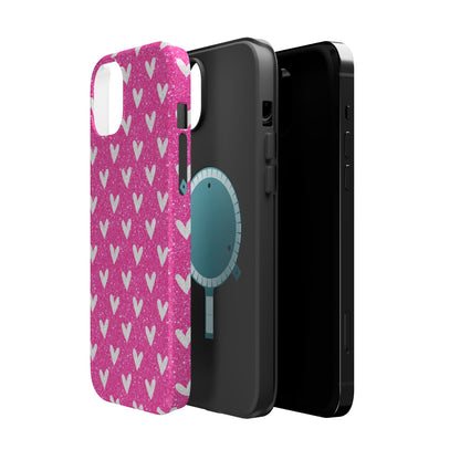 Pink Glitter Hearts Pattern – MagSafe iPhone Case