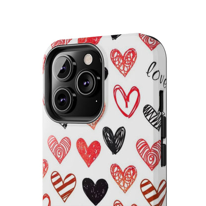 iPhone Case: Hand-Drawn Hearts & Love