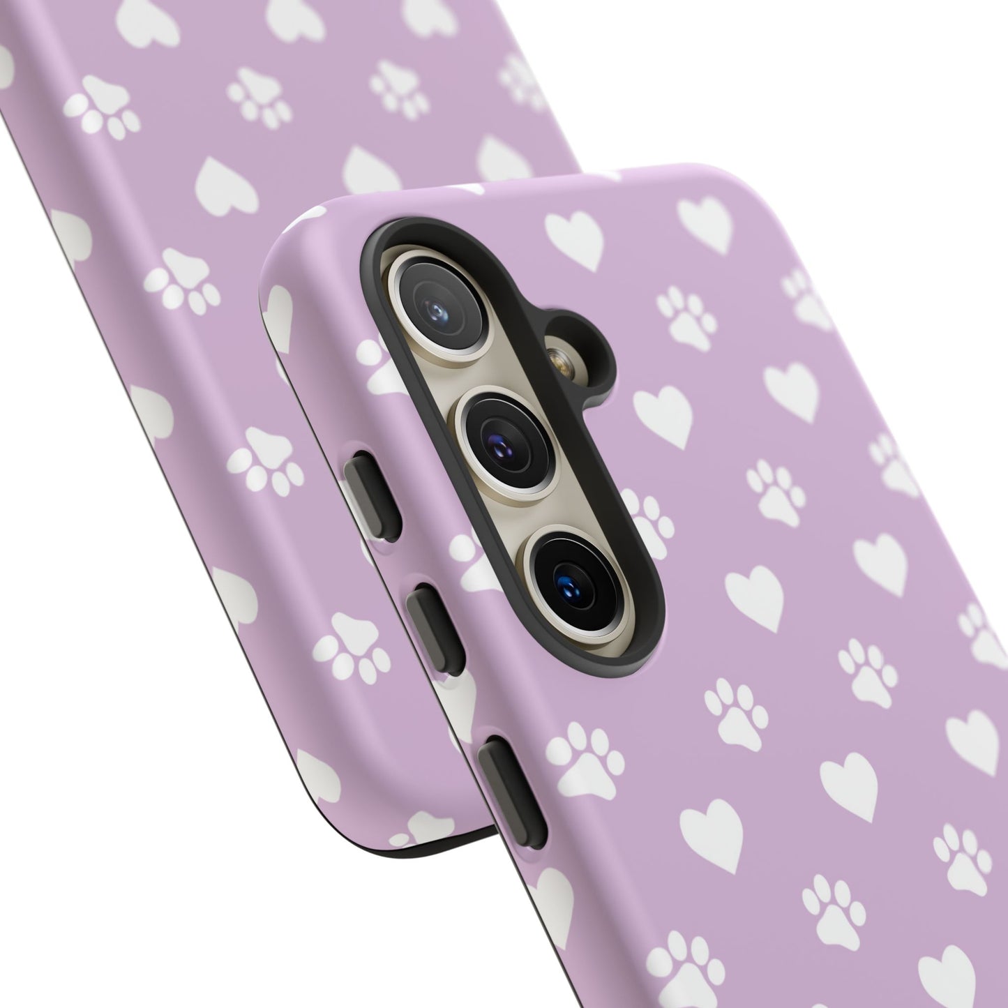 Purple Hearts & Paw Prints - Cute Pet Lover Phone Case