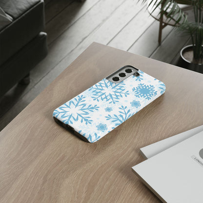 Frosty Blue Snowflakes Samsung Galaxy Case – Shockproof, Smooth Matte Finish, Dual-Layer Design