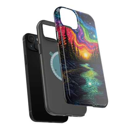 Celestial Nightscape MagSafe iPhone Case – Vibrant River and Starry Sky Design