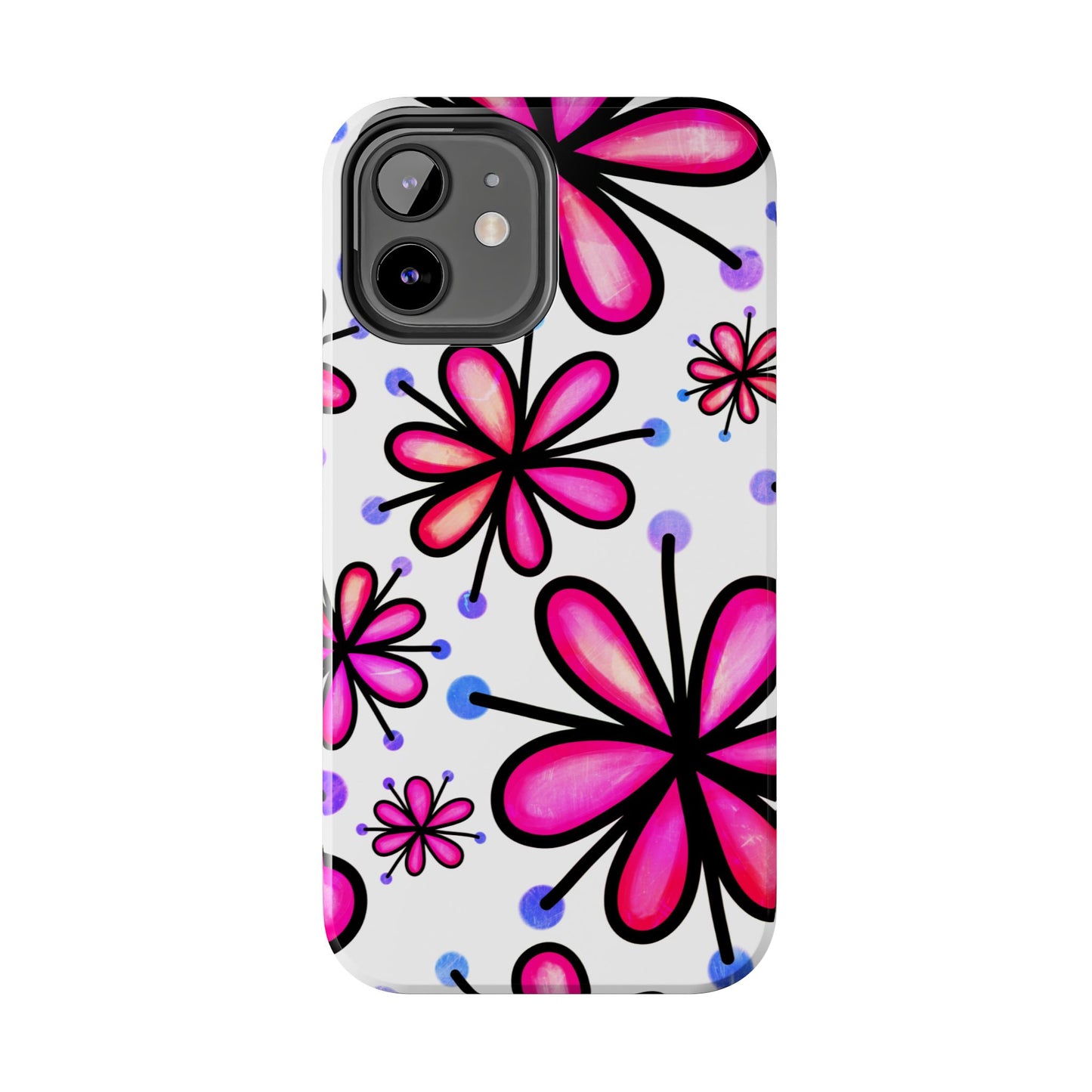 Pink Retro Bloom iPhone Case – Ultra-Slim Design, Glossy Finish