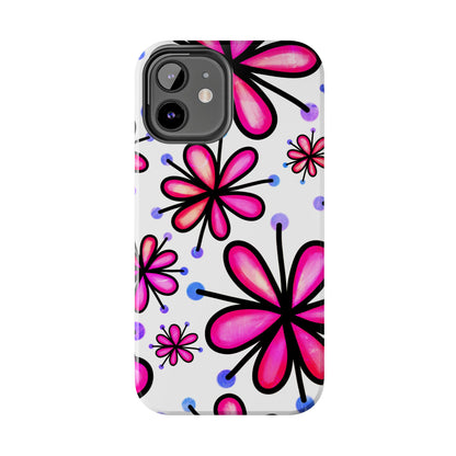 Pink Retro Bloom iPhone Case – Ultra-Slim Design, Glossy Finish