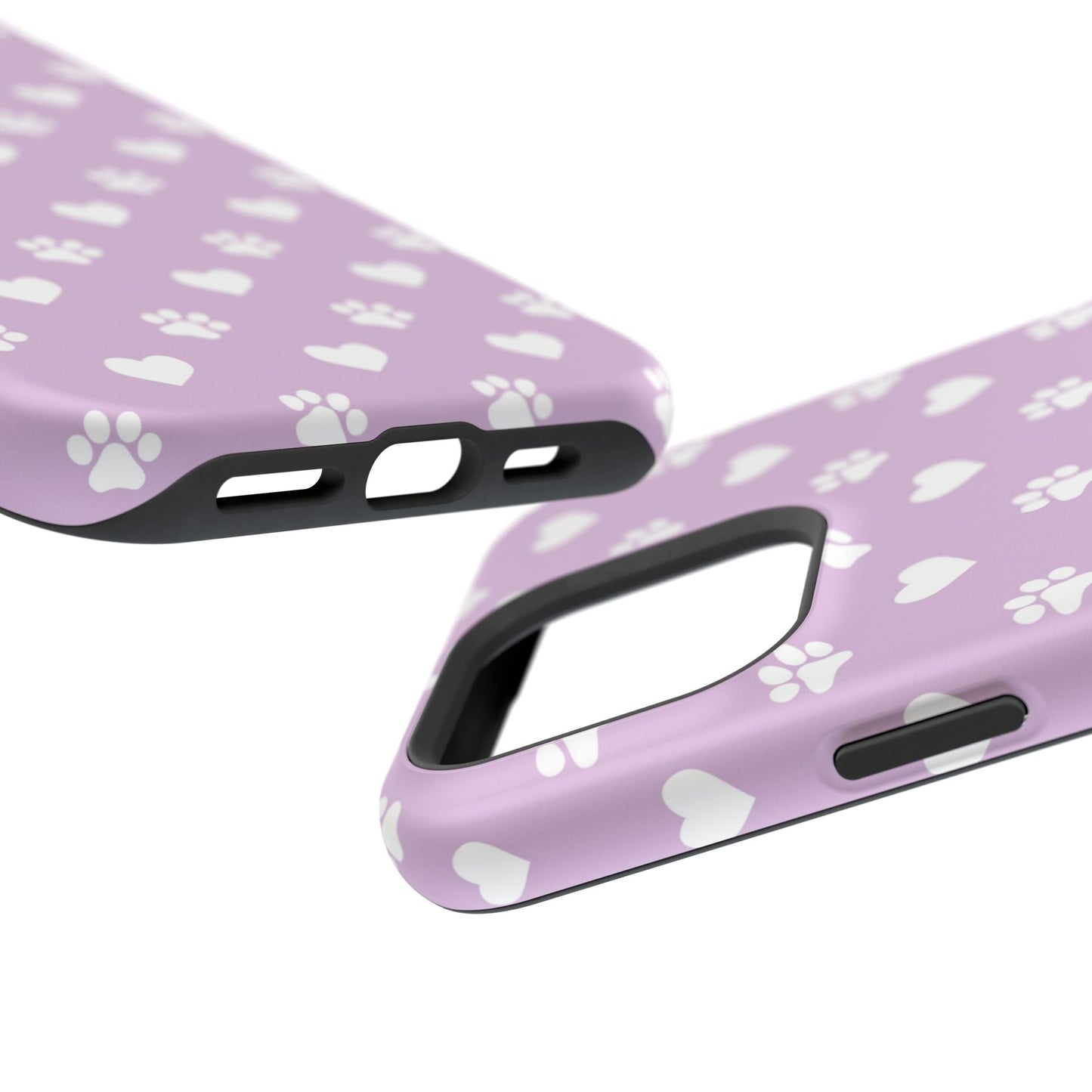 Purple Hearts & Paw Prints - Cute Pet Lover MagSafe iPhone Case