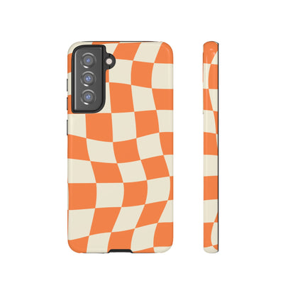 Wavy Retro Checkerboard Samsung Galaxy Case – Shockproof, Matte Finish, Dual-Layer Protection