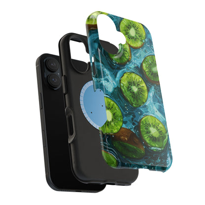 Tropical Kiwi Splash MagSafe iPhone Case – Tough Dual-Layer, Vibrant Summer Design