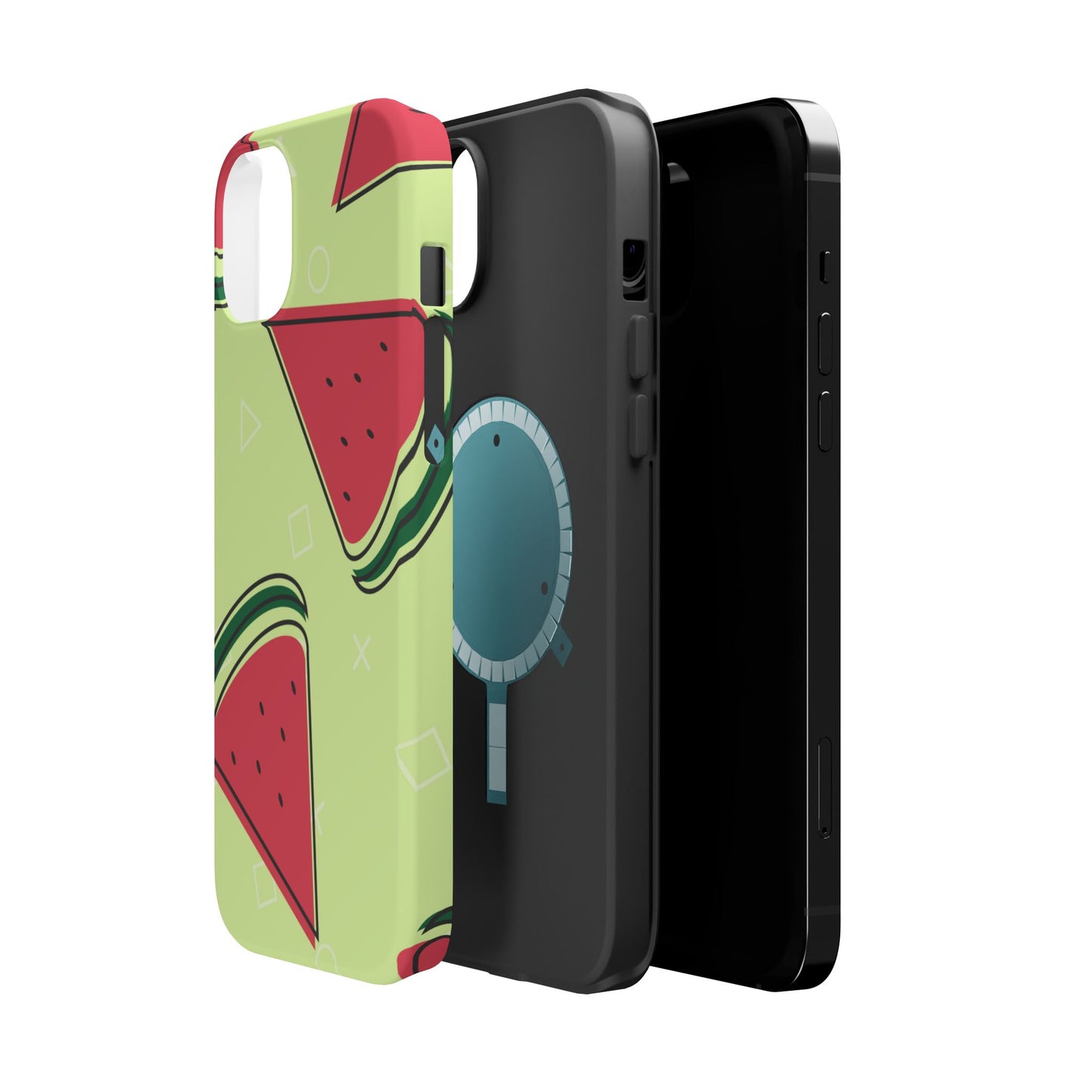 Watermelon Slice MagSafe iPhone Case – Fresh & Fun Design with Retro Geometric Pattern