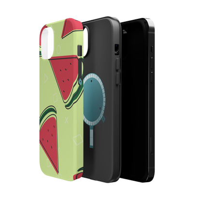 Watermelon Slice MagSafe iPhone Case – Fresh & Fun Design with Retro Geometric Pattern