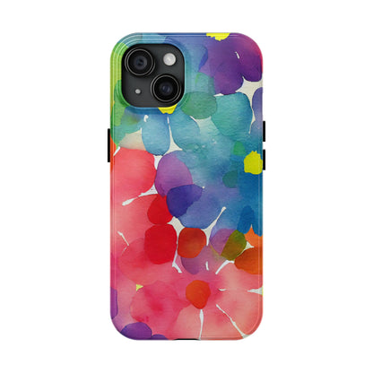 Rainbow Bloom Watercolor iPhone Case – Slim Design, Glossy Finish