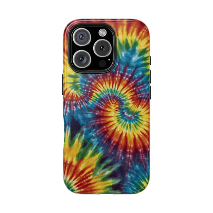 Retro Tie-Dye Swirl iPhone Case – Rainbow Spiral Design