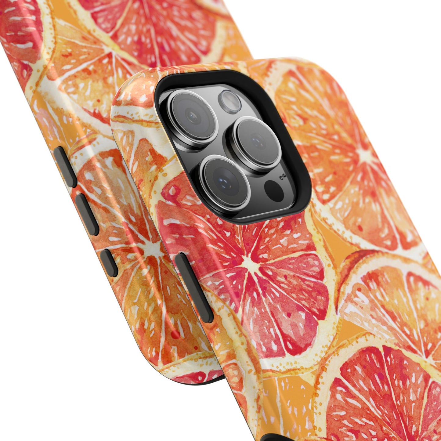 Watercolor Citrus Splash Tough MagSafe iPhone Case – Vibrant Fruit Print, Shock-Resistant Design