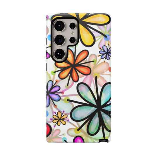 Retro Floral Pop Samsung Galaxy Case – Ultra-Slim Design, High-Gloss Finish