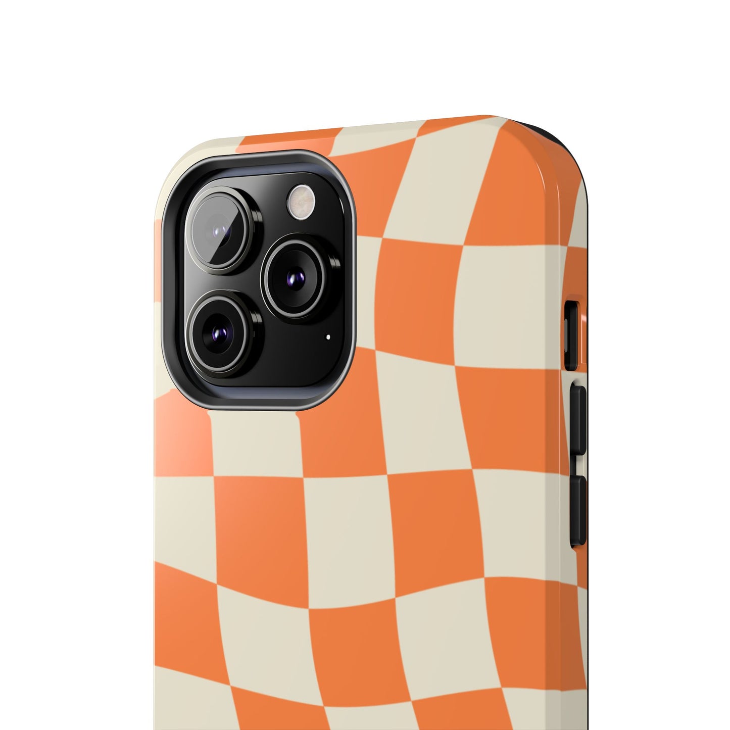 Wavy Retro Checkerboard iPhone Case – Shockproof, Matte Finish, Dual-Layer Protection