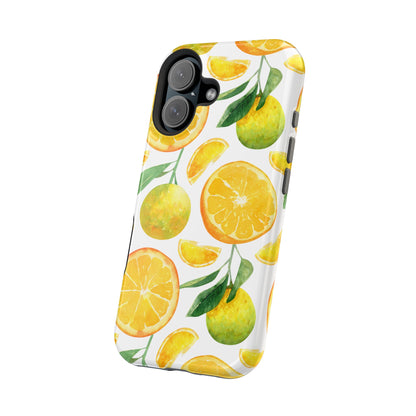 Sunny Citrus Grove Tough MagSafe iPhone Case – Watercolor Orange Design, Dual-Layer Protection