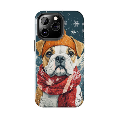 Cozy French Bulldog iPhone Case – Rustic Fireplace Protective Cover