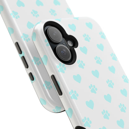 MagSafe Case - Aqua Paw Print & Heart Design