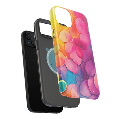 Sunset Petals Watercolor MagSafe iPhone Case – Slim Design, Glossy Finish