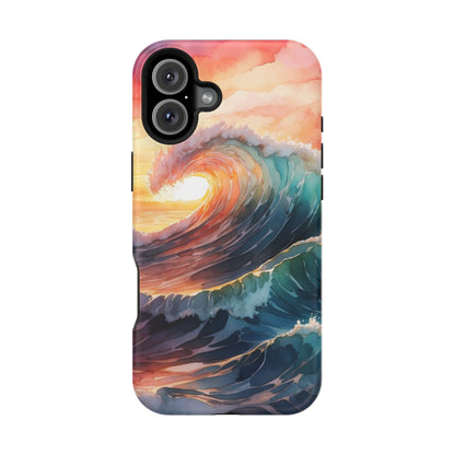 Ocean Sunrise Wave MagSafe iPhone Case – Vibrant Watercolor Wave Design