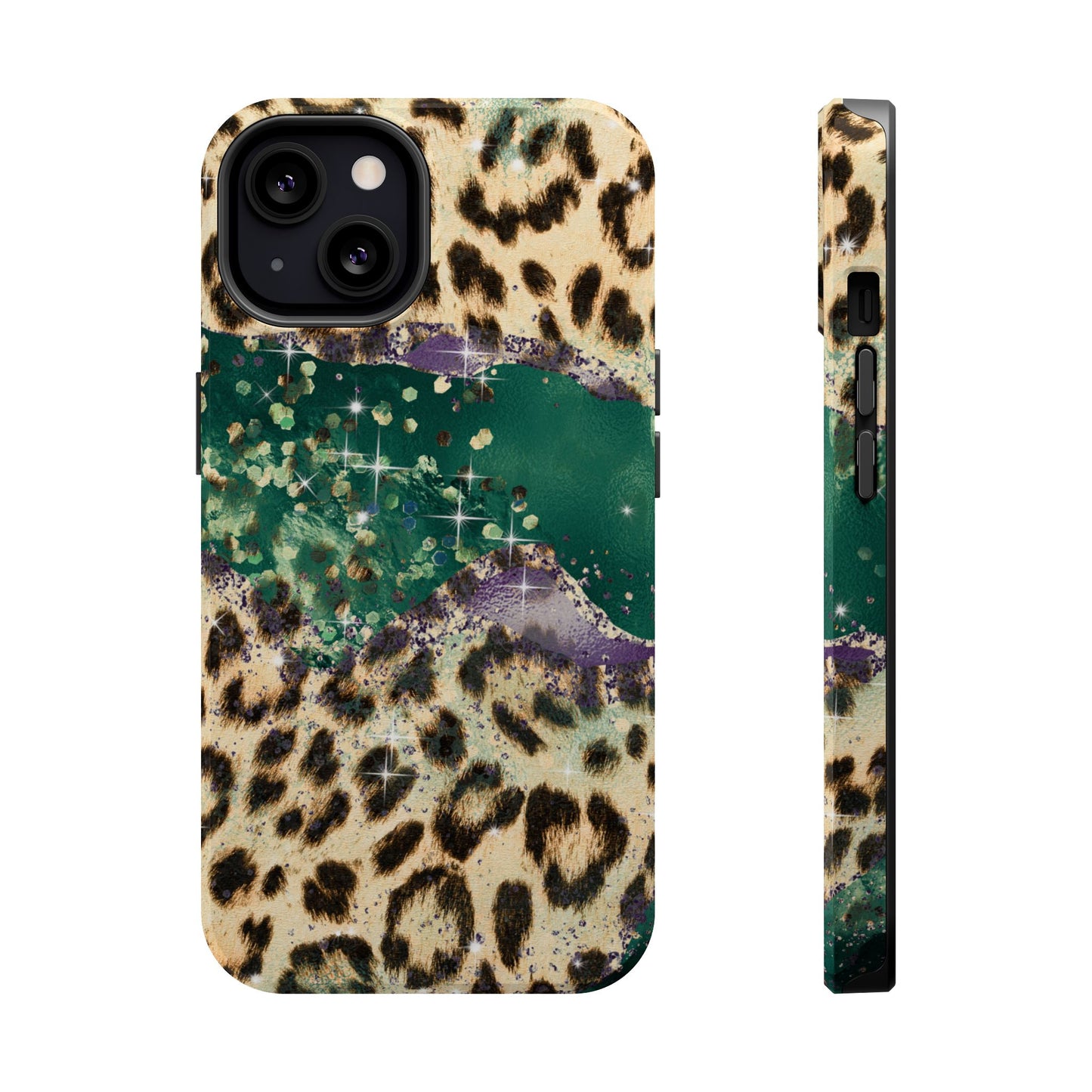 Emerald Glitter Leopard Print - MagSafe iPhone Series Case