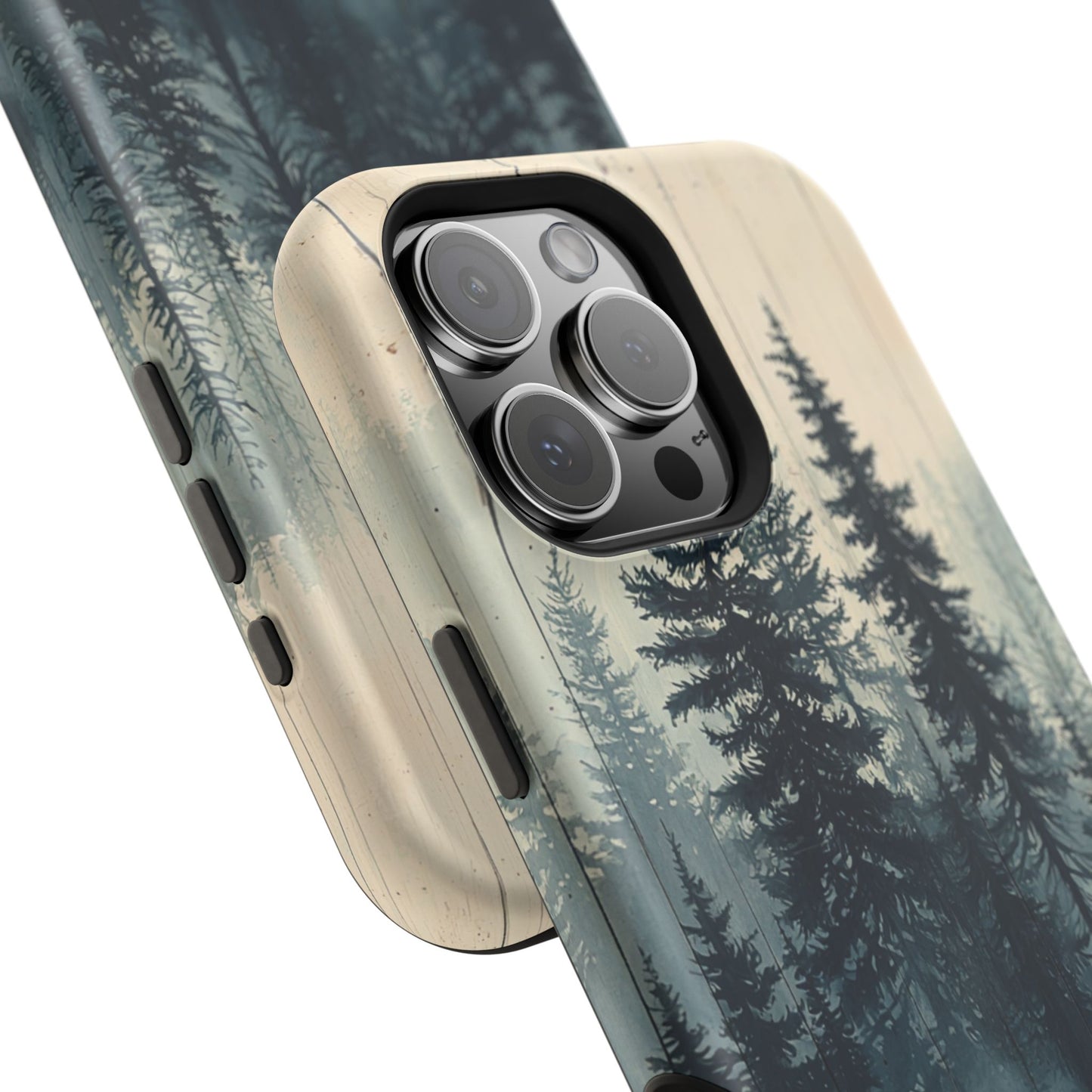 Misty Pine Forest Magsafe iPhone Case - Nature-Inspired Wood Design Protective Cover