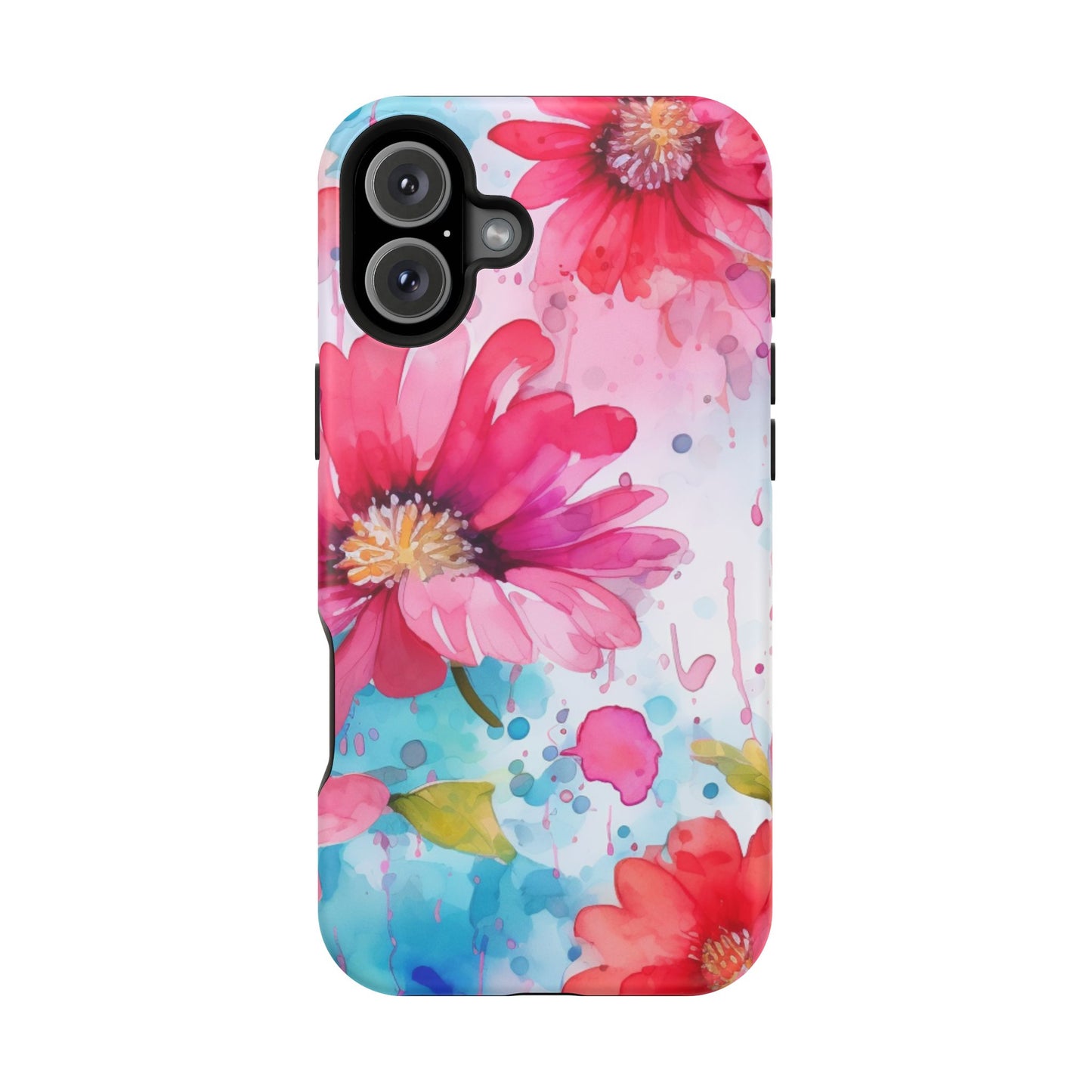 Vibrant Watercolor Red & Pink Floral - MagSafe iPhone Case