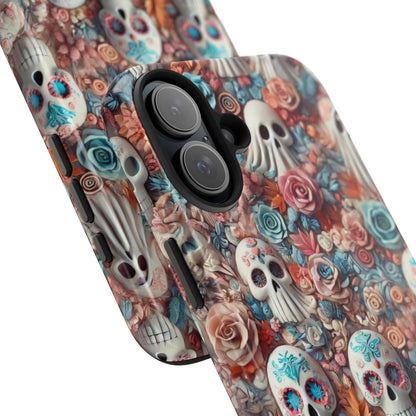 Day of the Dead Floral Skull iPhone Case - Colorful Protective Cover - Halloween Spooky Autumn Case