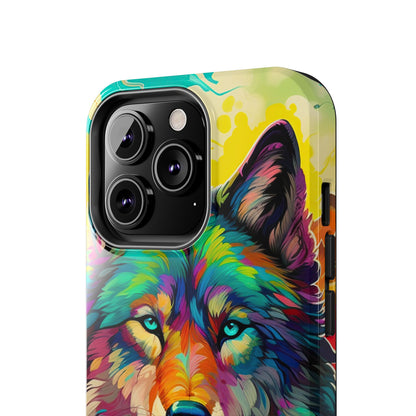 Rainbow Wolf in Bloom – iPhone Case with Vivid Nature Design