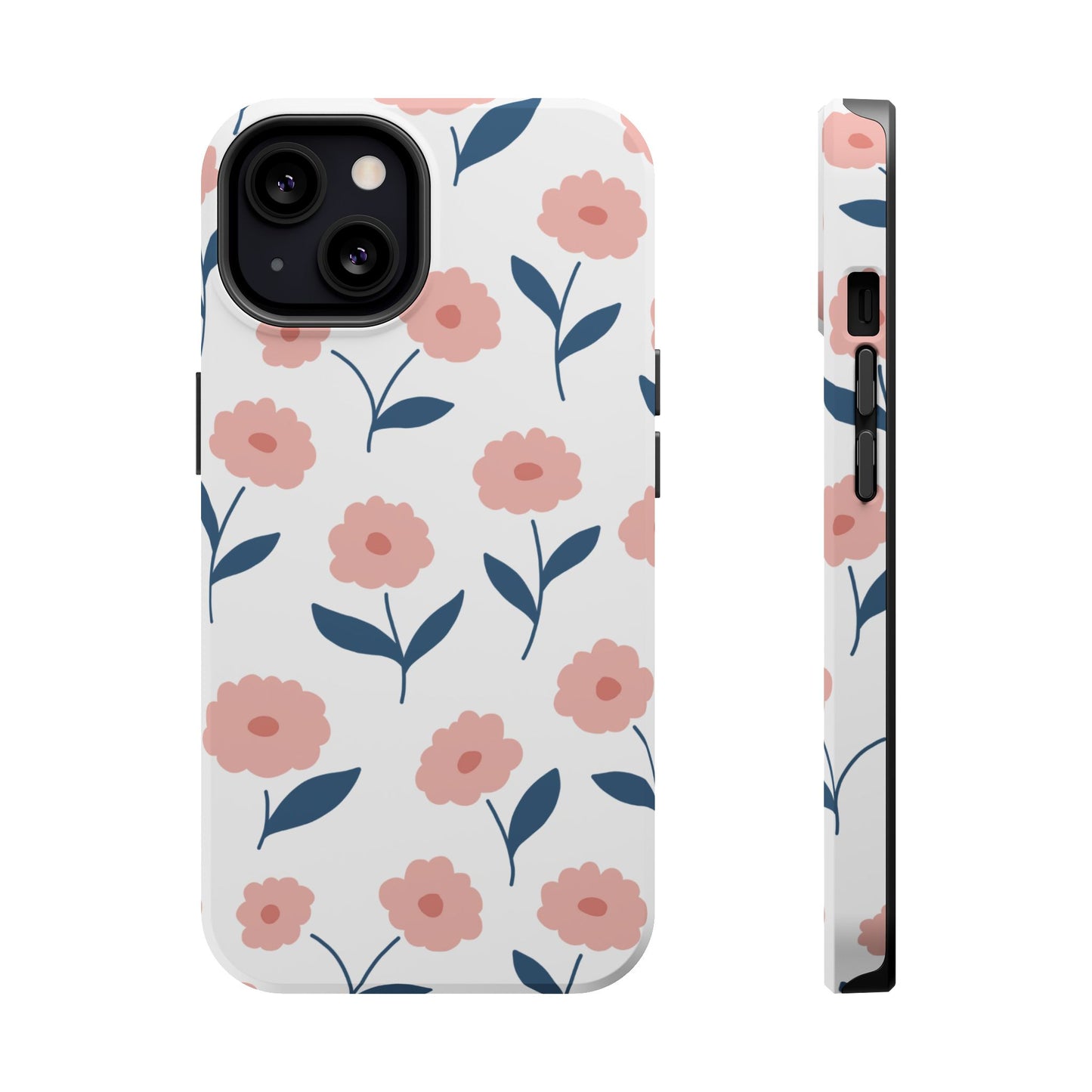 Playful Pink Floral Tough MagSafe  iPhone Case – Soft Pastel Design, Slim & Shockproof