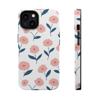 Playful Pink Floral Tough MagSafe  iPhone Case – Soft Pastel Design, Slim & Shockproof