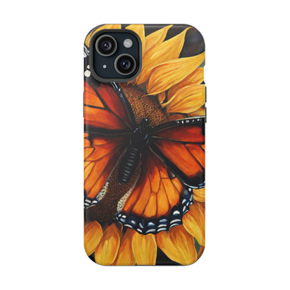 Monarch Butterfly & Sunflower Art – MagSafe iPhone Case