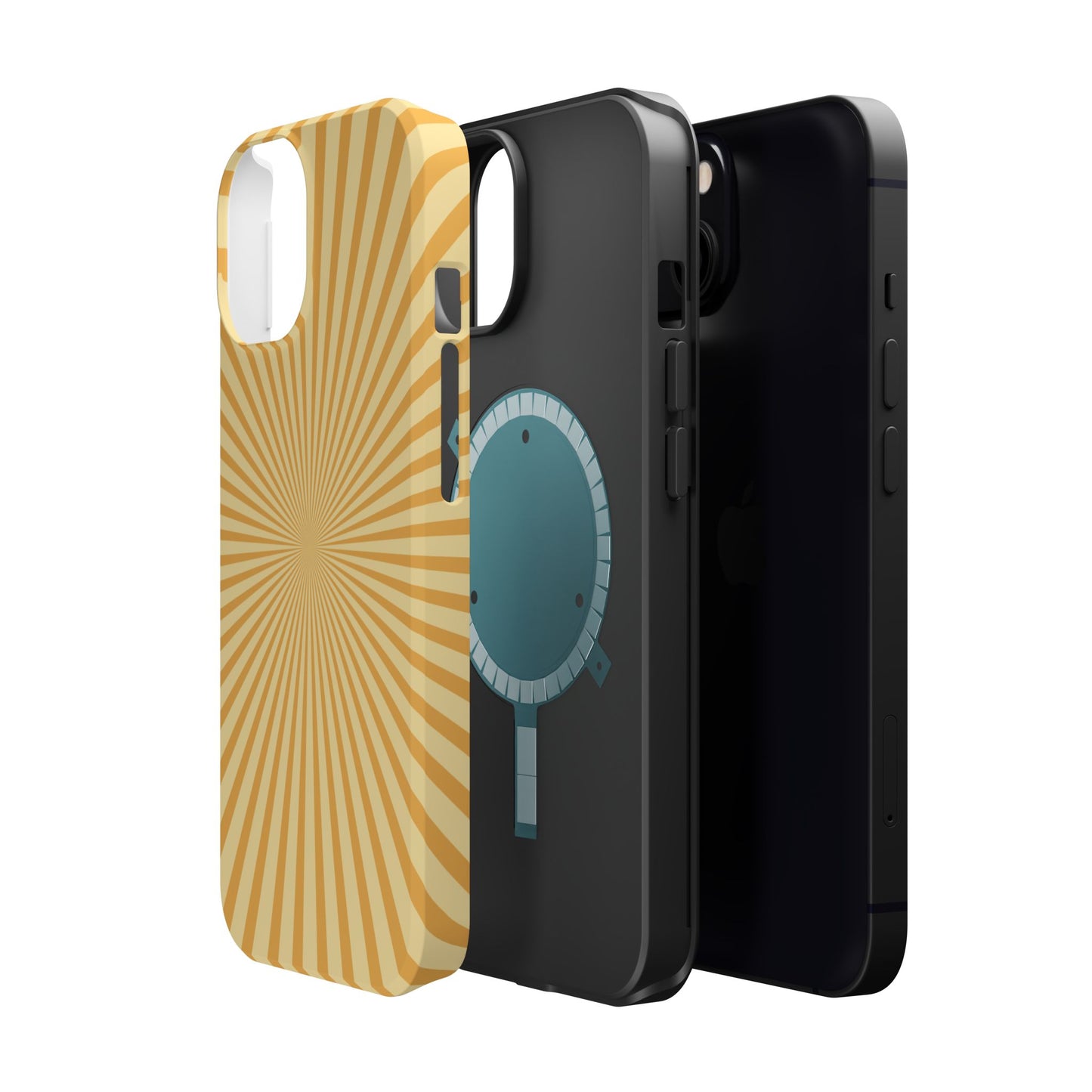 Golden Sunburst MagSafe  iPhone Case – Retro Radiant Design with Dual-Layer Protection