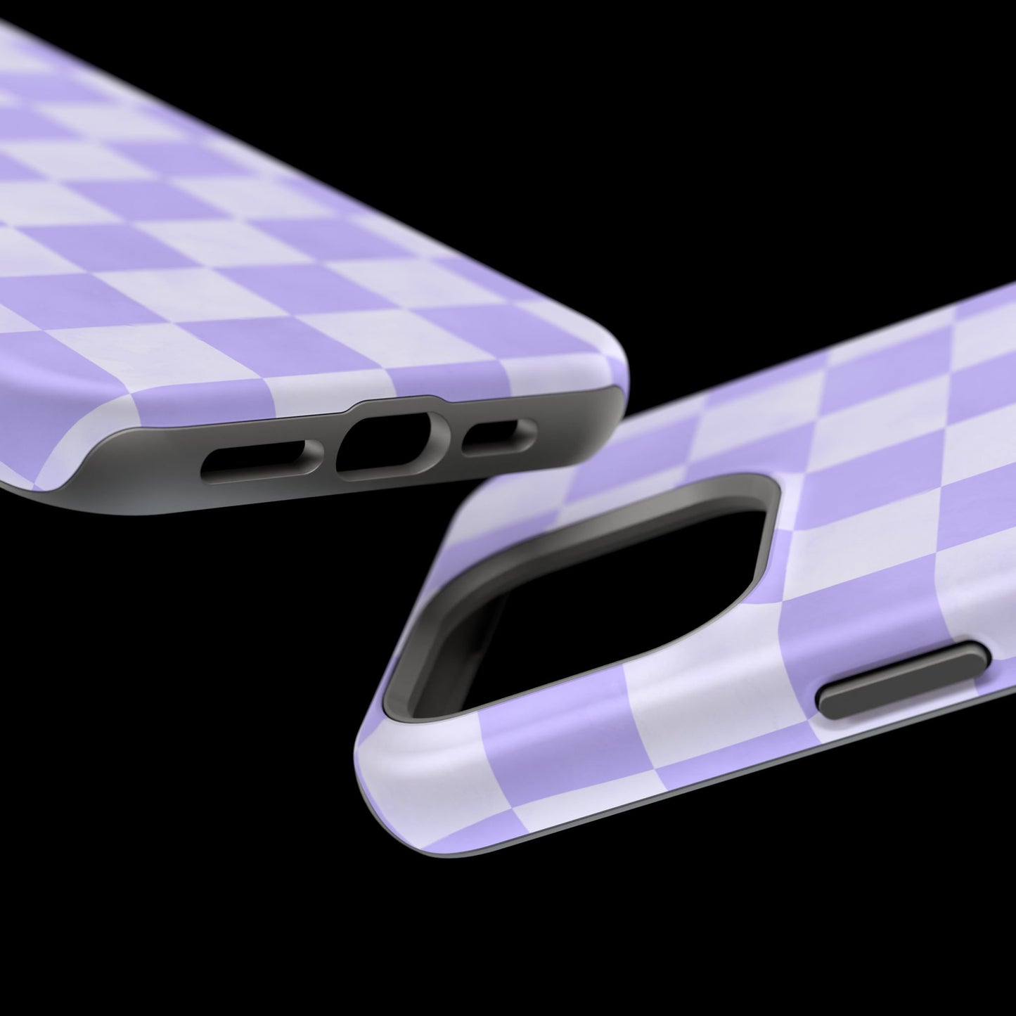 Lavender Checkerboard MagSafe iPhone Case – Shockproof, Smooth Matte Finish, Dual-Layer Design