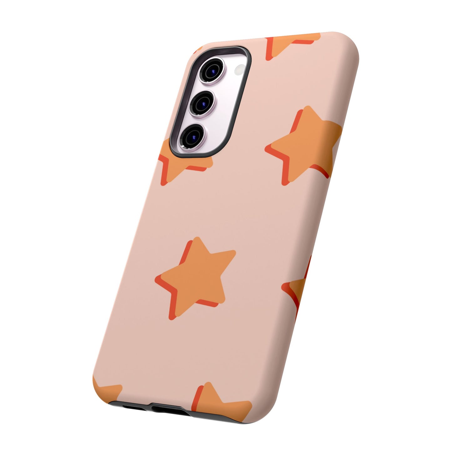 Retro Orange Stars Samsung Galaxy Case – Shock-Resistant, Smooth Matte Finish, Dual-Layer Design