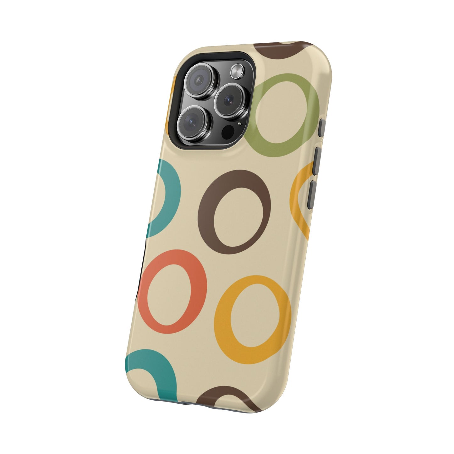 Retro Colorful Rings MagSafe iPhone Case – Shockproof, Matte Finish, Dual-Layer Protection