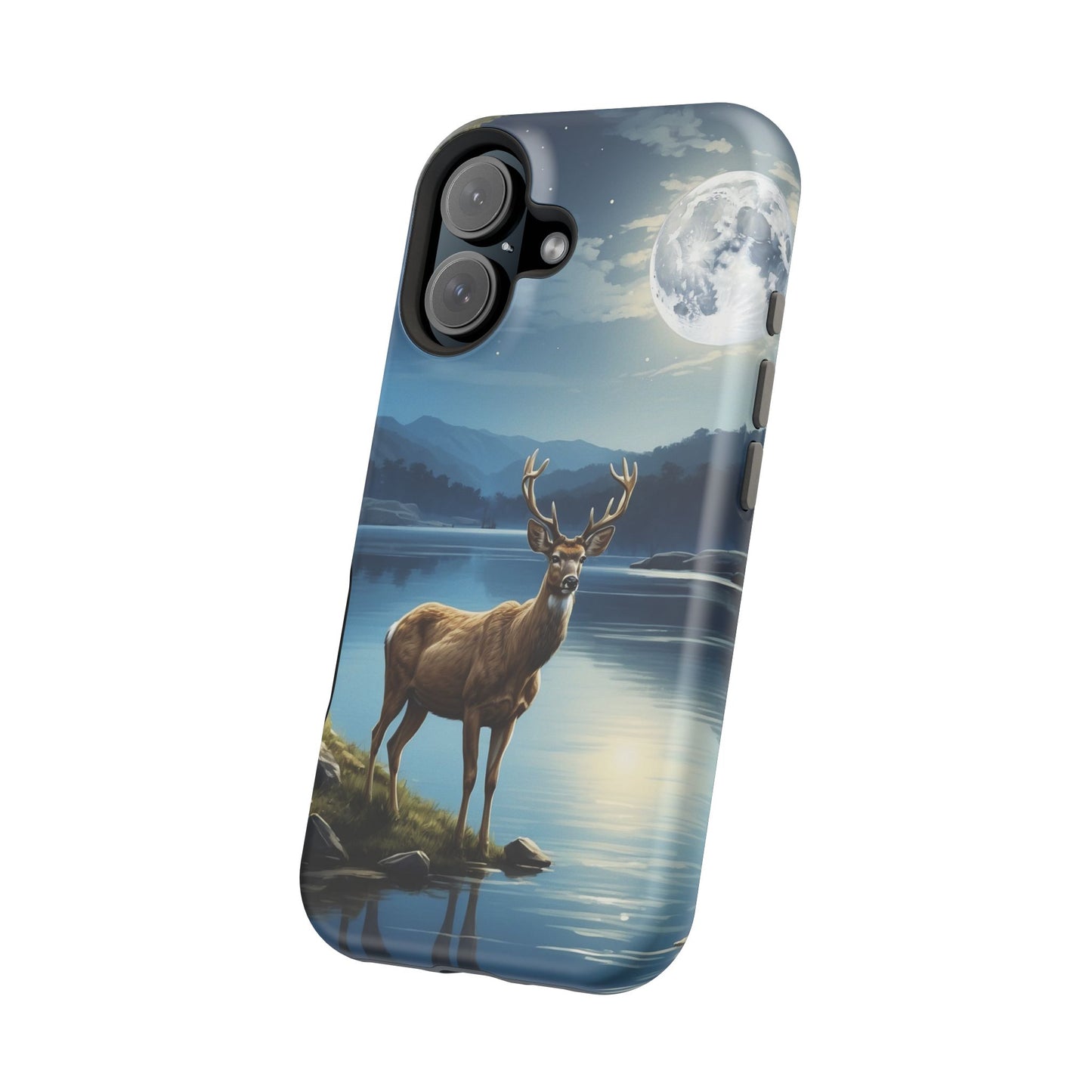 Moonlit Elegance: Stag by the Lake – MagSafe iPhone Case