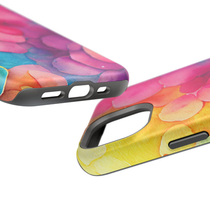 Sunset Petals Watercolor MagSafe iPhone Case – Slim Design, Glossy Finish