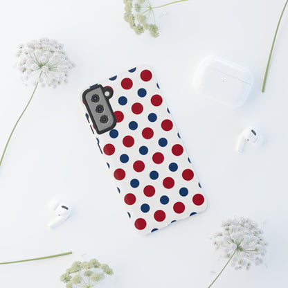 Patriotic Navy, White, and Red Polka Dot Samsung Galaxy Case