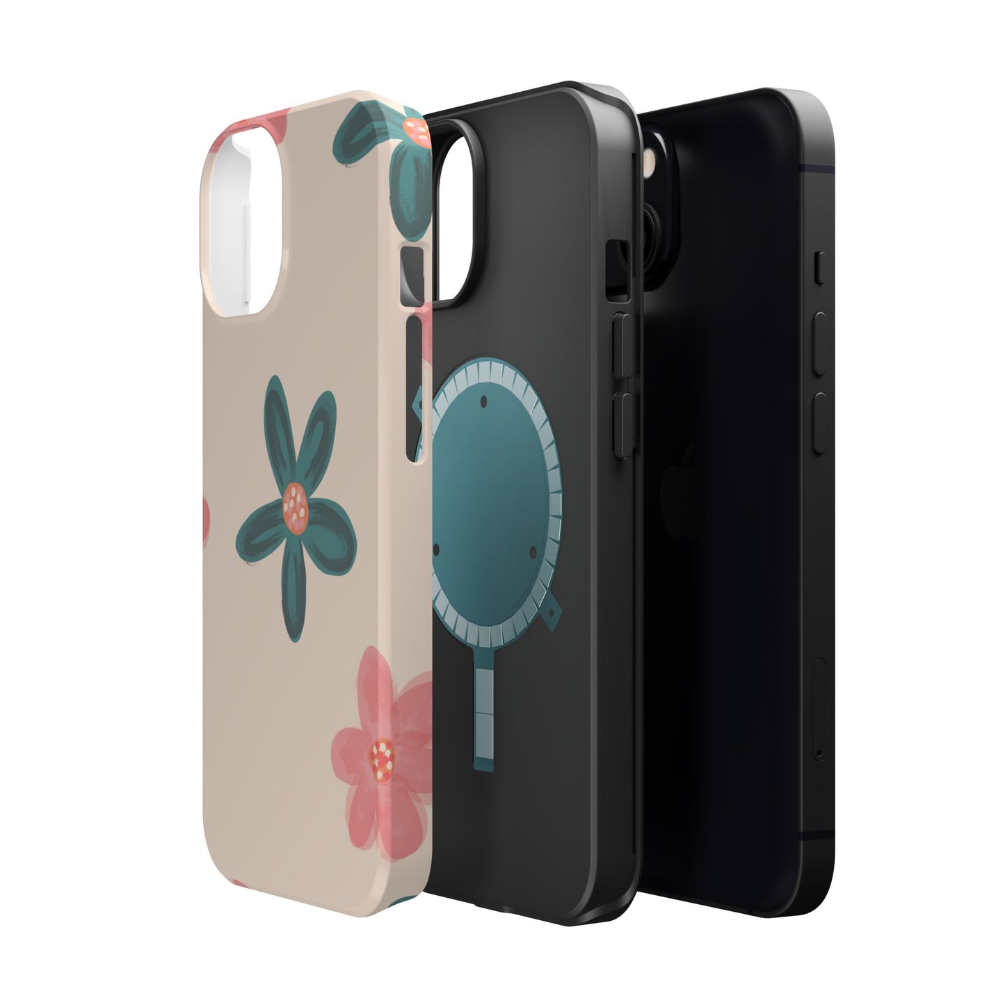 Vintage Floral Tough MagSafe iPhone Case – Soft Matte Finish with Dual-Layer Protection