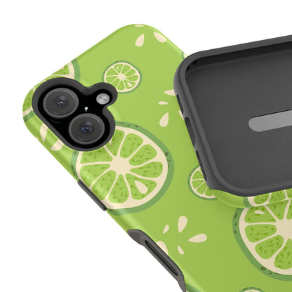 Zesty Lime Splash Tough MagSafe iPhone Case – Fresh Citrus Design, Dual-Layer Protection