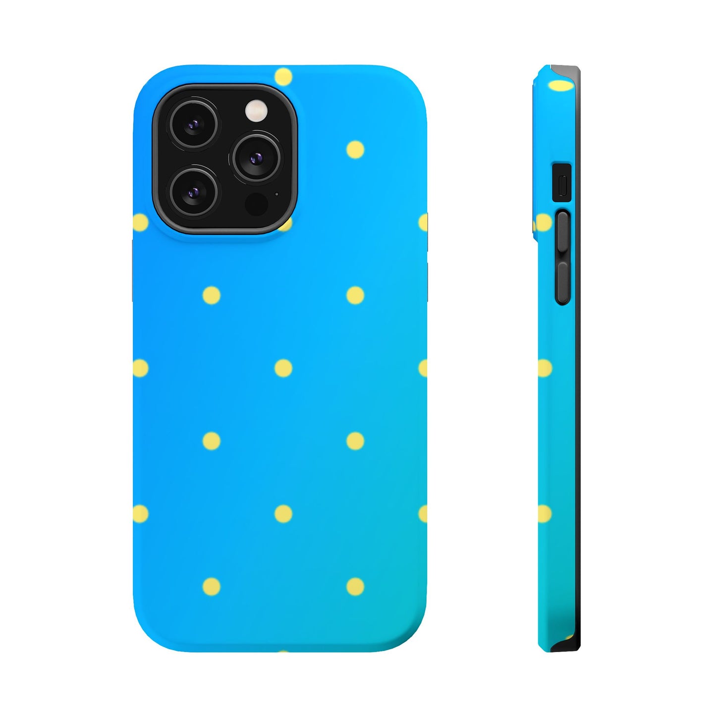 Blue Ocean Gradient Polka Dots MagSafe iPhone Case – Shockproof, Smooth Matte Finish, Dual-Layer Design