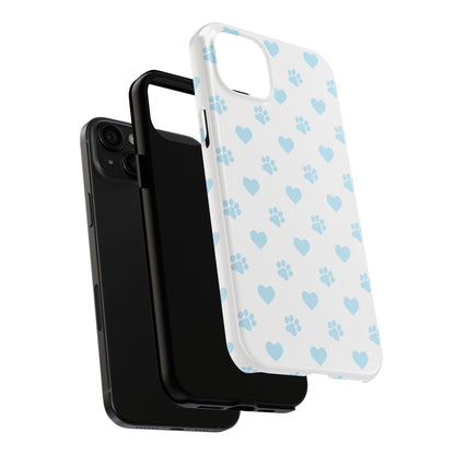 Light Blue Paw Prints & Hearts – iPhone Case for Animal Lovers