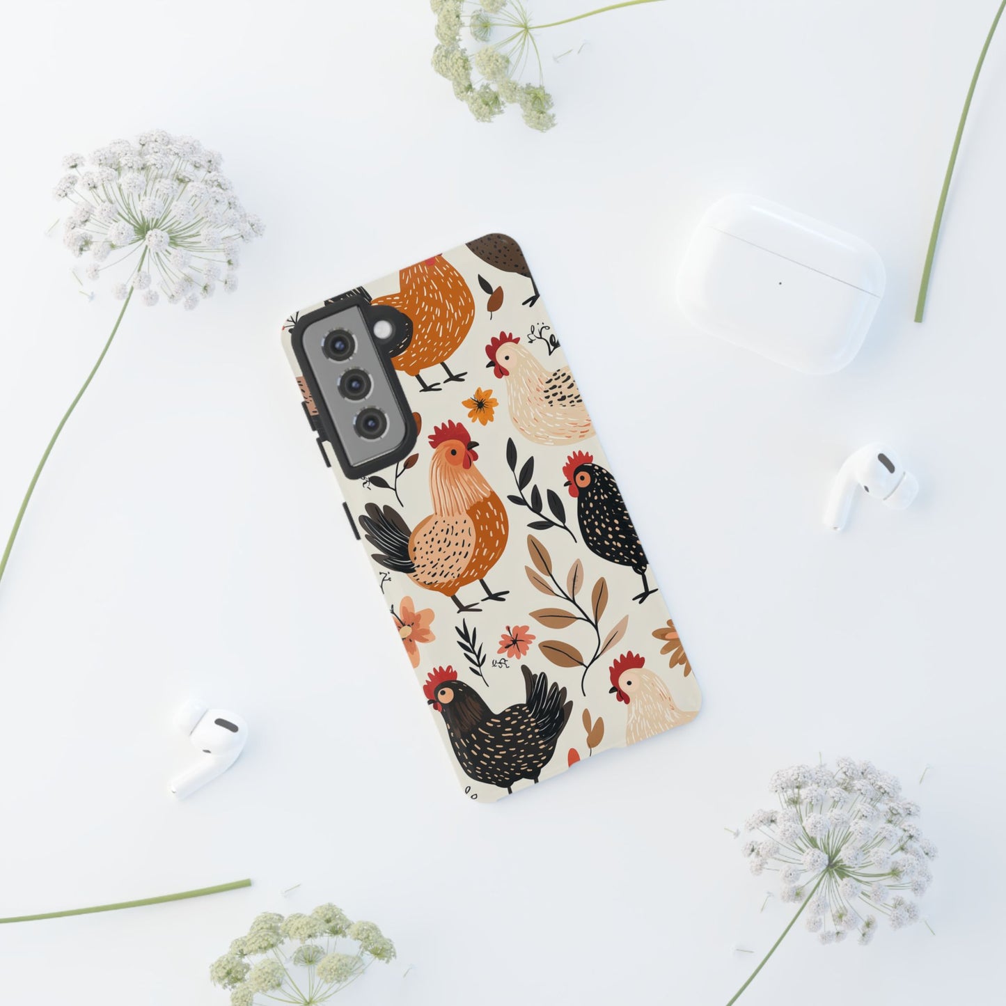 Samsung Galaxy Case: Cluckin' Vintage – Chickens & Leaves