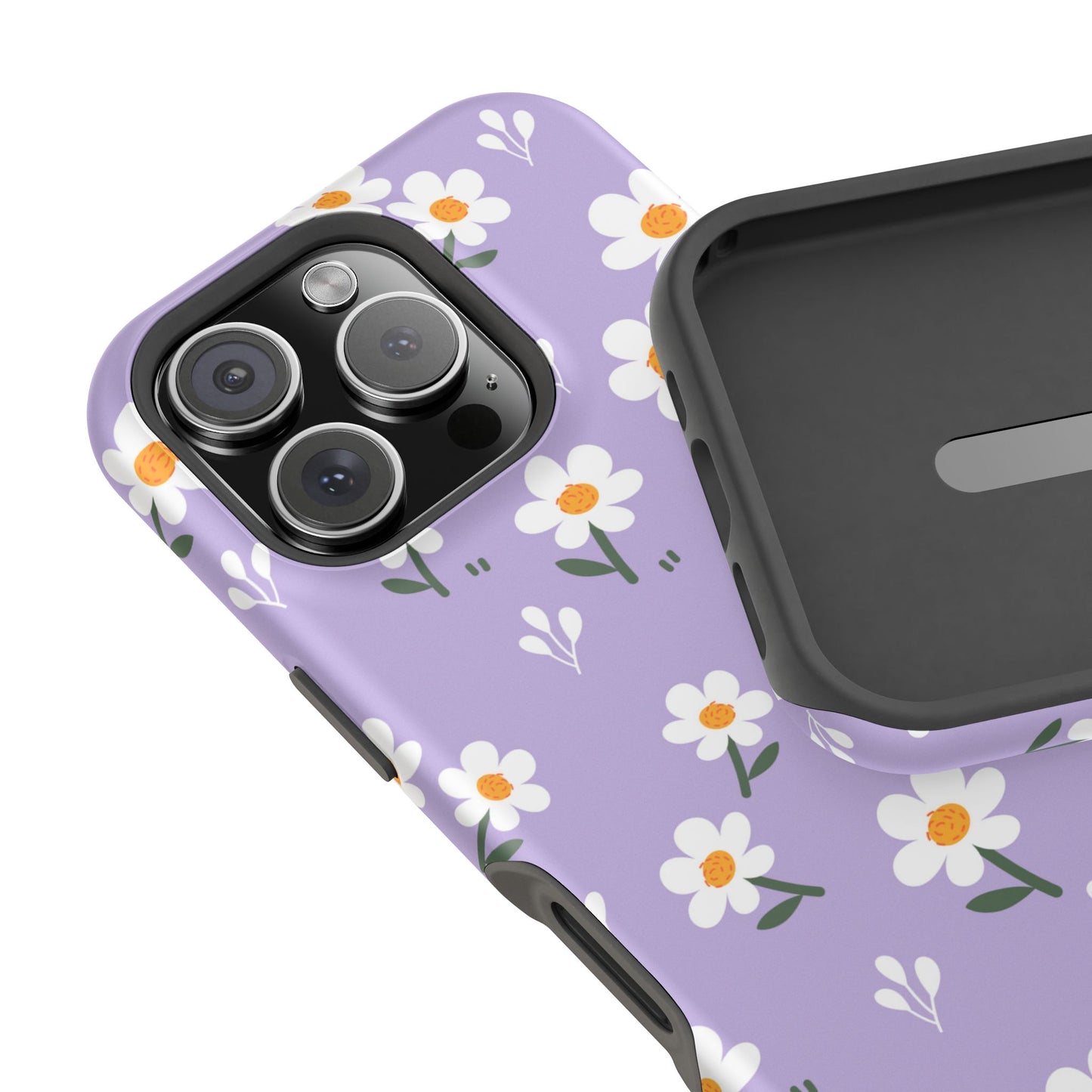 Purple Daisy Garden MagSafe  iPhone Case – Soft Lavender Background, Shockproof Protection with Slim Fit