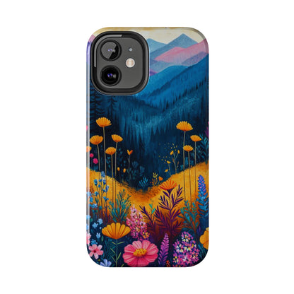 Vibrant Wildflower Mountain iPhone Case – Bold Nature Art, Dual - Layer Protection" - BOGO Cases