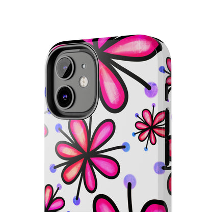 Pink Retro Bloom iPhone Case – Ultra-Slim Design, Glossy Finish