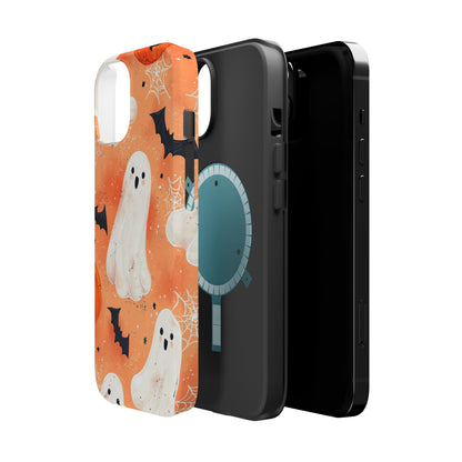 Spooky Cute Ghost MagSafe iPhone Case – Halloween Ghosts, Pumpkins, Bats & Cobwebs Design